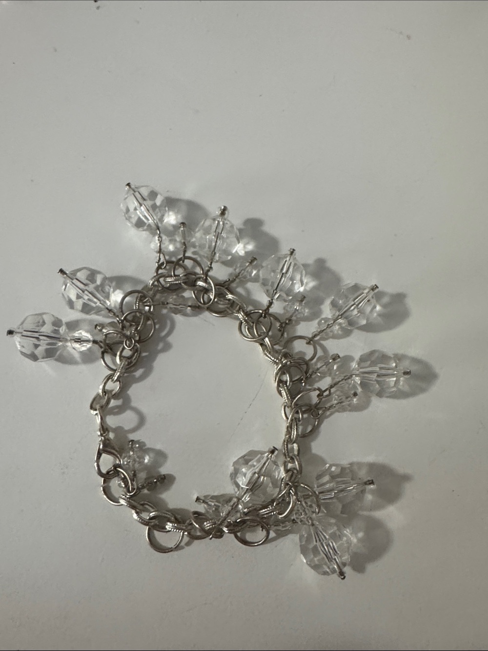 Crystal Charm Bracelet - Clear Crystal and Silver